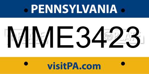 MME3423 Pennsylvania License Plate