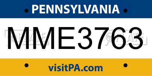 MME3763 Pennsylvania License Plate