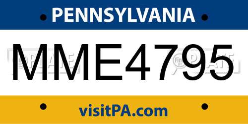 MME4795 Pennsylvania License Plate