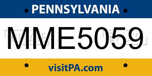 MME5059 Pennsylvania License Plate