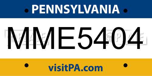 MME5404 Pennsylvania License Plate
