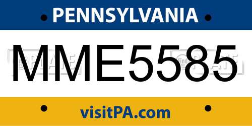 MME5585 Pennsylvania License Plate