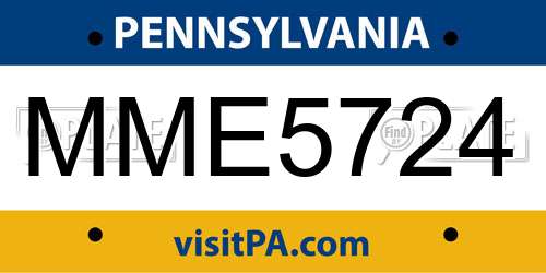 MME5724 Pennsylvania License Plate