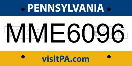 MME6096 Pennsylvania License Plate