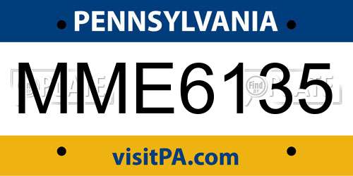 MME6135 Pennsylvania License Plate