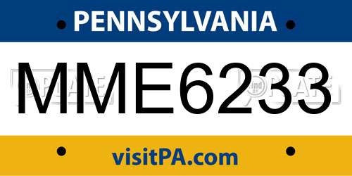 MME6233 Pennsylvania License Plate