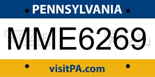 MME6269 Pennsylvania License Plate