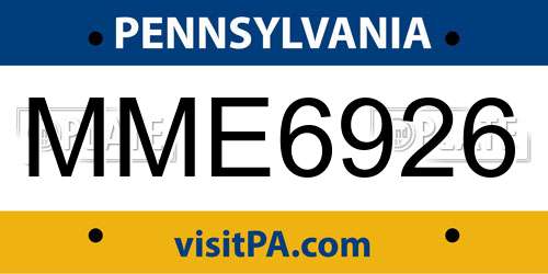MME6926 Pennsylvania License Plate