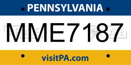 MME7187 Pennsylvania License Plate
