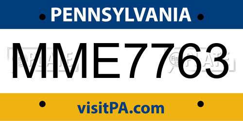 MME7763 Pennsylvania License Plate