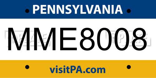MME8008 Pennsylvania License Plate