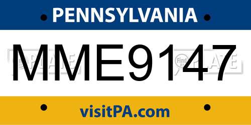 MME9147 Pennsylvania License Plate