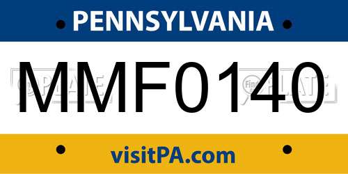 MMF0140 Pennsylvania License Plate