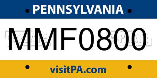 MMF0800 Pennsylvania License Plate