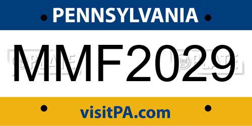 MMF2029 Pennsylvania License Plate