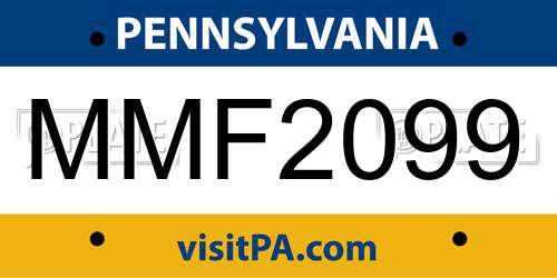 MMF2099 Pennsylvania License Plate