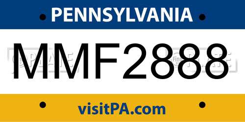 MMF2888 Pennsylvania License Plate