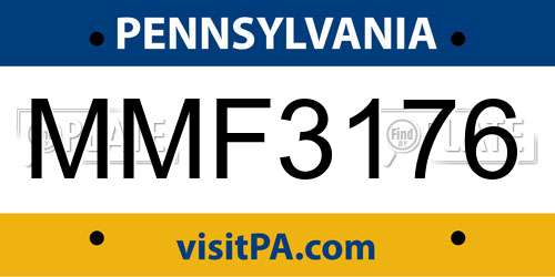 MMF3176 Pennsylvania License Plate