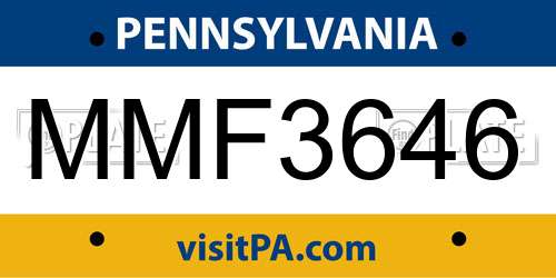 MMF3646 Pennsylvania License Plate