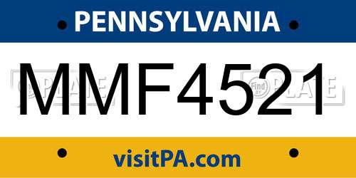 MMF4521 Pennsylvania License Plate