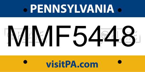 MMF5448 Pennsylvania License Plate
