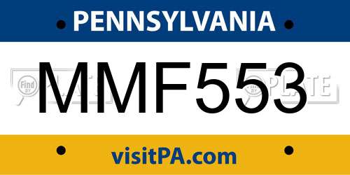 MMF553 Pennsylvania License Plate