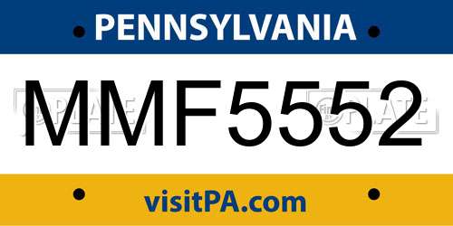 MMF5552 Pennsylvania License Plate