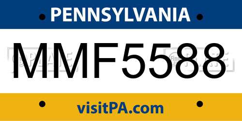 MMF5588 Pennsylvania License Plate