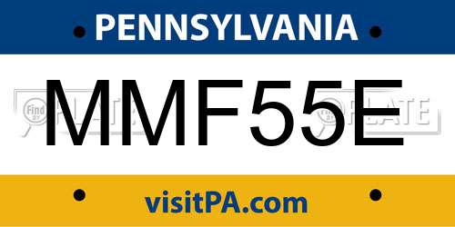 MMF55E Pennsylvania License Plate