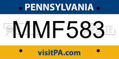 MMF583 Pennsylvania License Plate