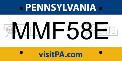 MMF58E Pennsylvania License Plate