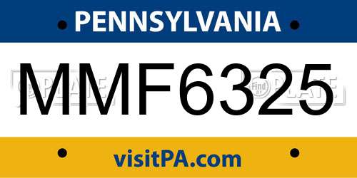 MMF6325 Pennsylvania License Plate