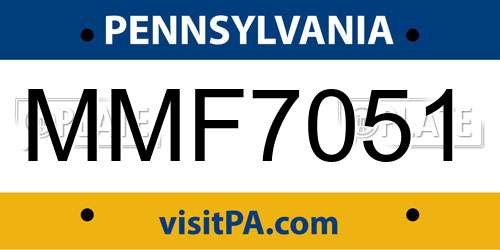 MMF7051 Pennsylvania License Plate