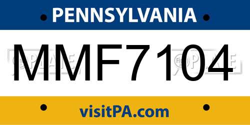 MMF7104 Pennsylvania License Plate