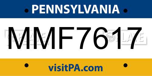MMF7617 Pennsylvania License Plate