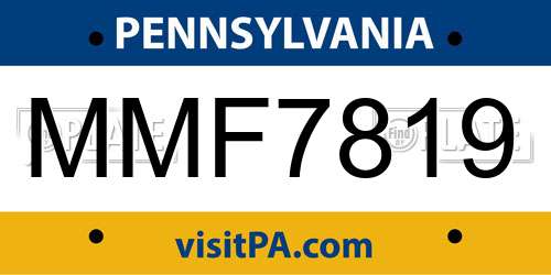 MMF7819 Pennsylvania License Plate