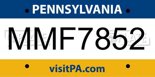 MMF7852 Pennsylvania License Plate