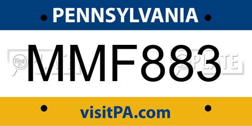MMF883 Pennsylvania License Plate