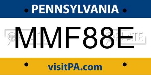 MMF88E Pennsylvania License Plate