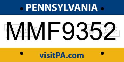 MMF9352 Pennsylvania License Plate