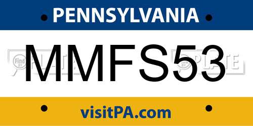 MMFS53 Pennsylvania License Plate