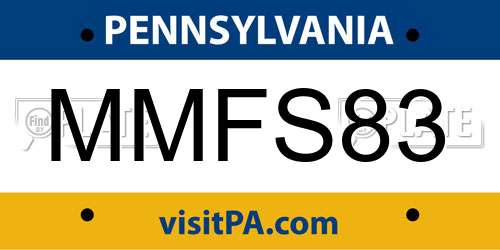 MMFS83 Pennsylvania License Plate