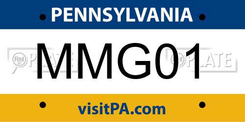 MMG01 Pennsylvania License Plate