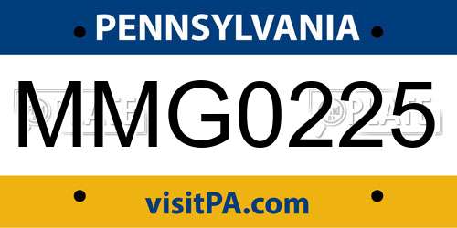 MMG0225 Pennsylvania License Plate