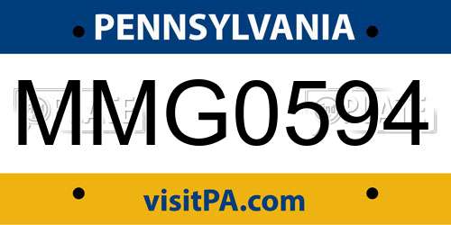 MMG0594 Pennsylvania License Plate