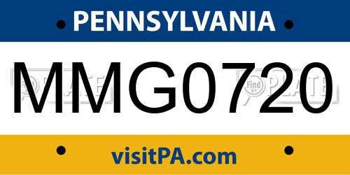 MMG0720 Pennsylvania License Plate