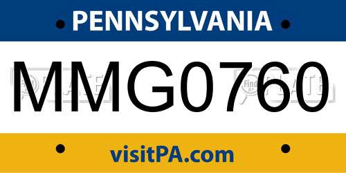 MMG0760 Pennsylvania License Plate