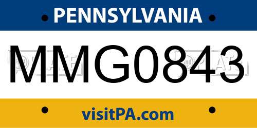 MMG0843 Pennsylvania License Plate