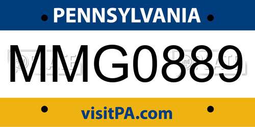 MMG0889 Pennsylvania License Plate