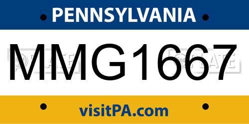 MMG1667 Pennsylvania License Plate